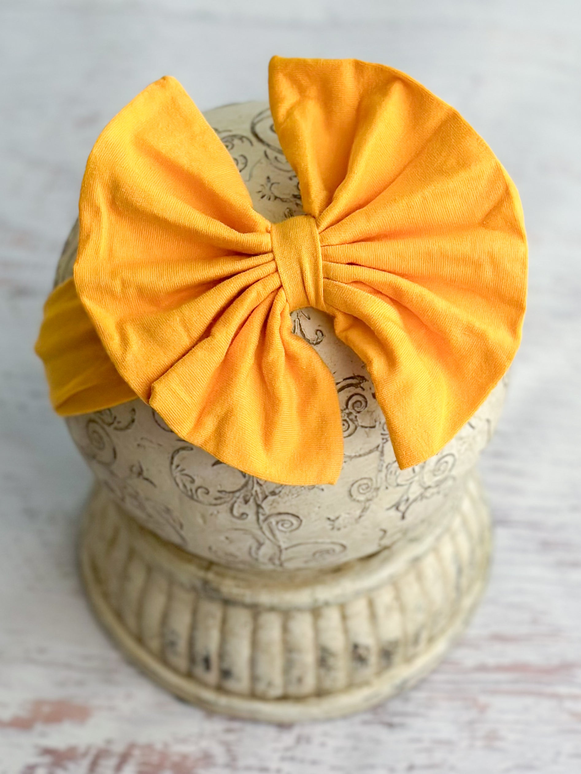 Mustard Solid Fabric Bow Headband