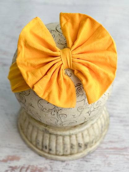 Mustard Solid Fabric Bow Headband