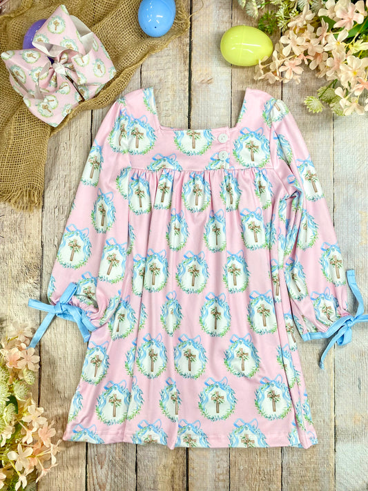cross print dress for easter on decorative background - Alternative view