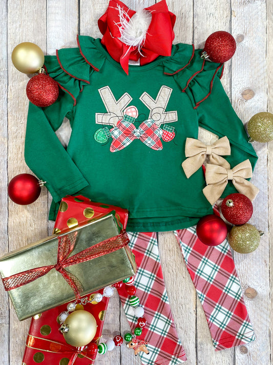 antlers and lights plaid pants set