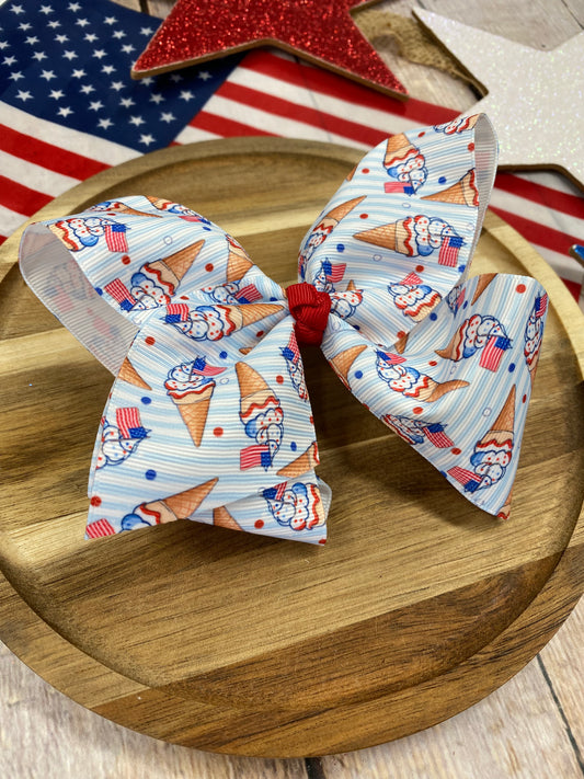 American Ice Cream Cones Hair Bow | Clip or Headband