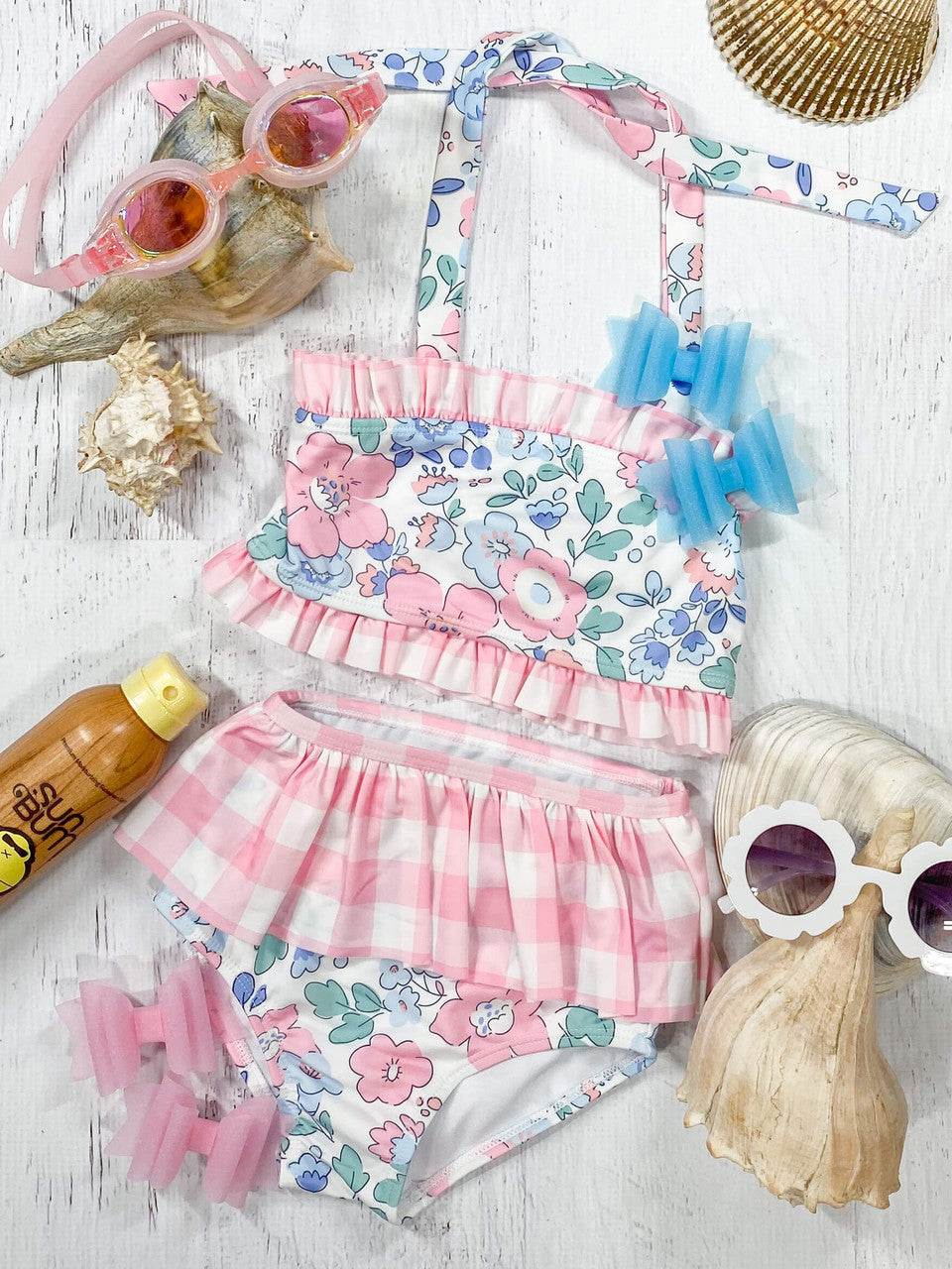 Ruffle Top Floral Tankini
