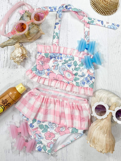 Ruffle Top Floral Tankini