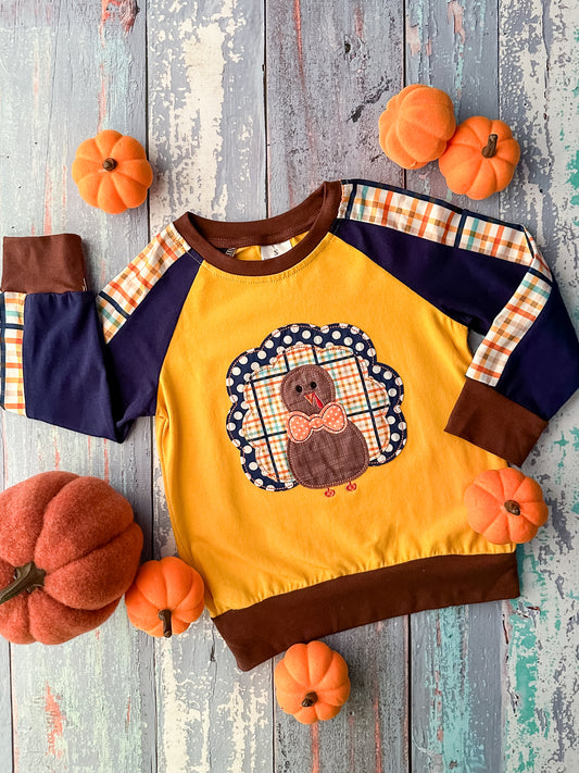 Yellow Plaid Boys Turkey Top