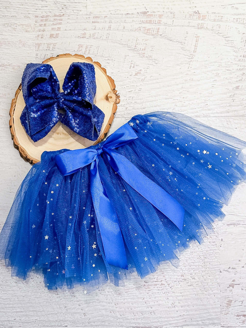 royal blue shimmer stars tulle ribbon tie tutu