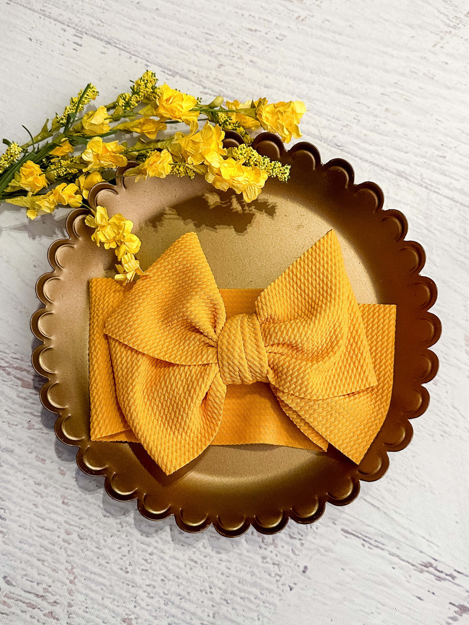 Mustard double bow headband