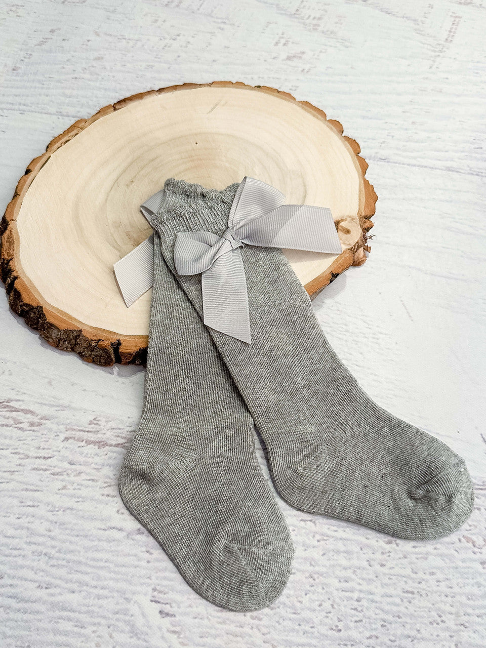 gray bow socks