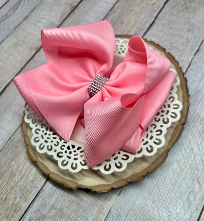 pink bow rhinestone center