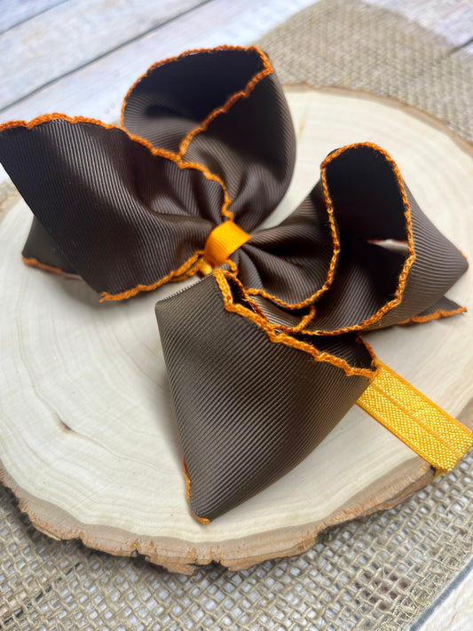 chocolate and orange bow headband - Alternative view