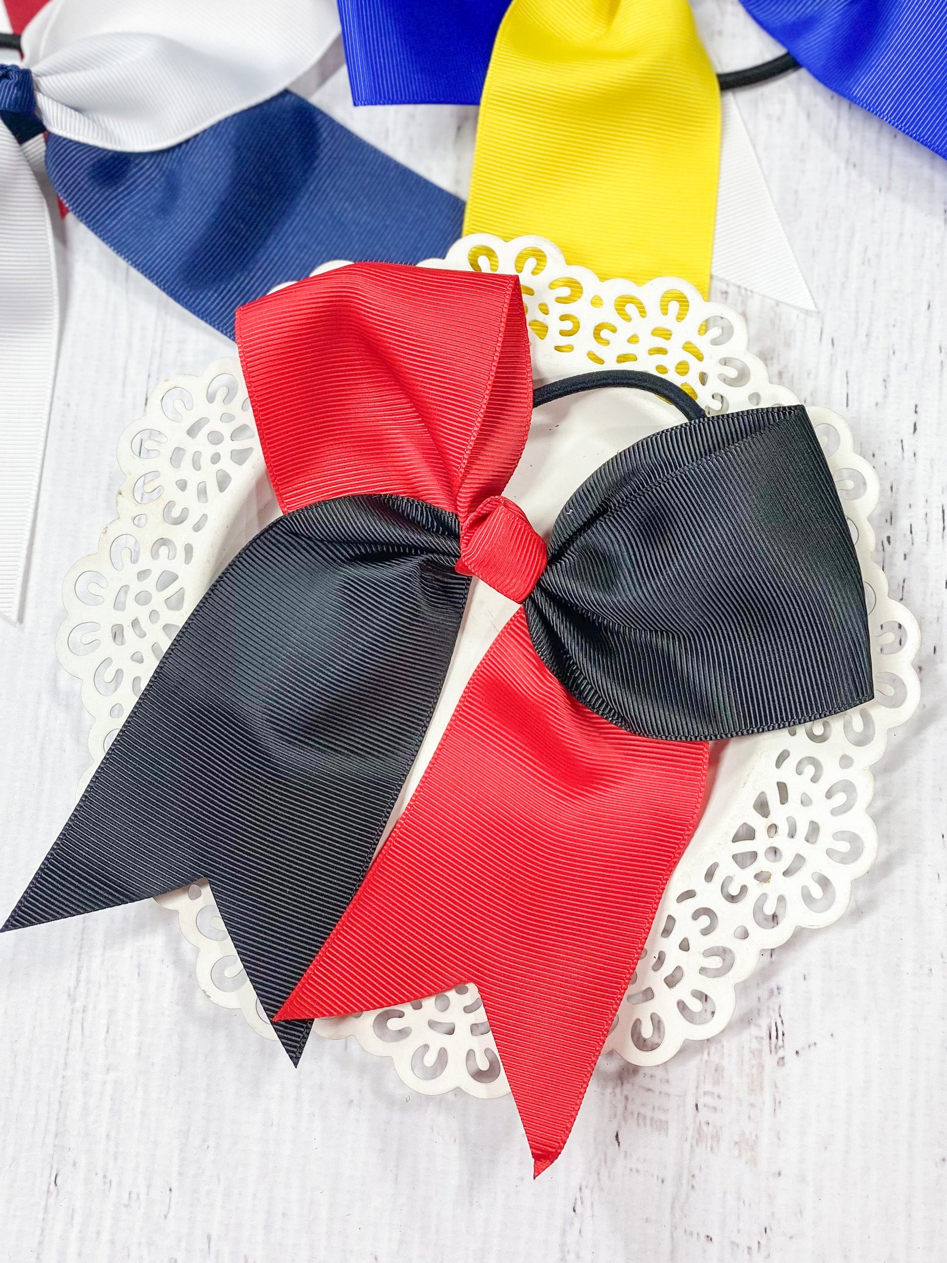 red and black school spirit cheer bow