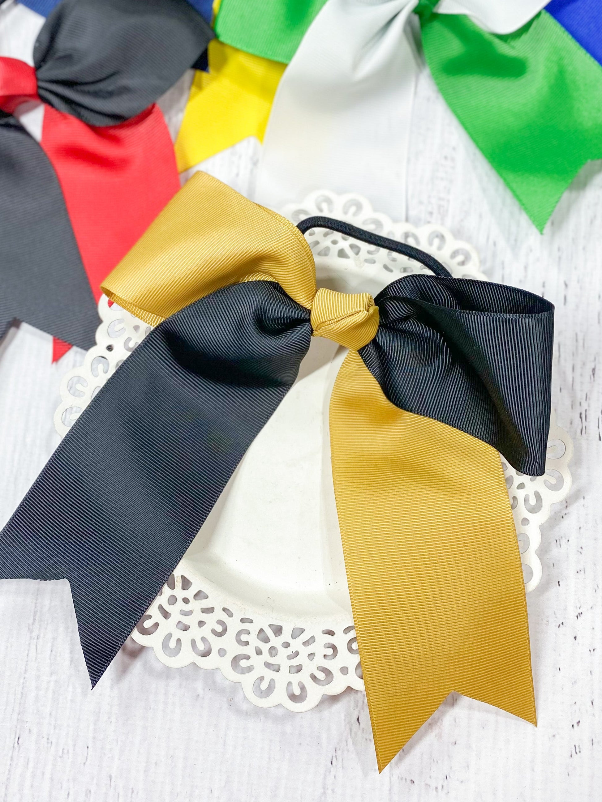 gold and black school spirit cheer bow