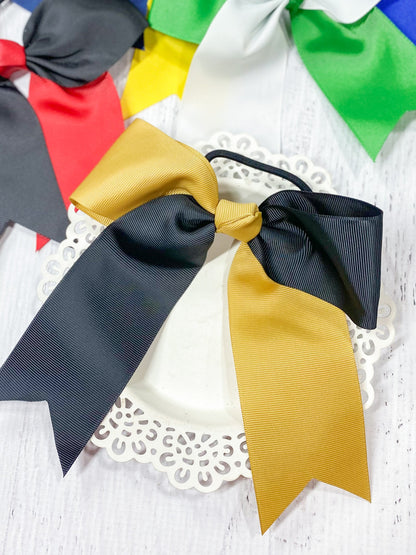 gold and black school spirit cheer bow