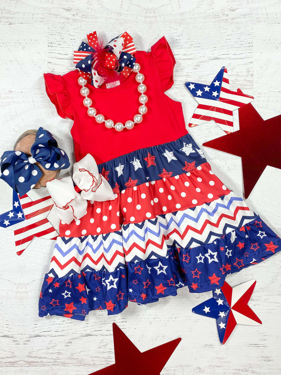 Red Tiered American Girls Dress