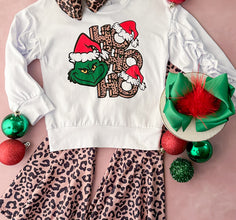 Grinch Animal Print Bell Bottoms Set