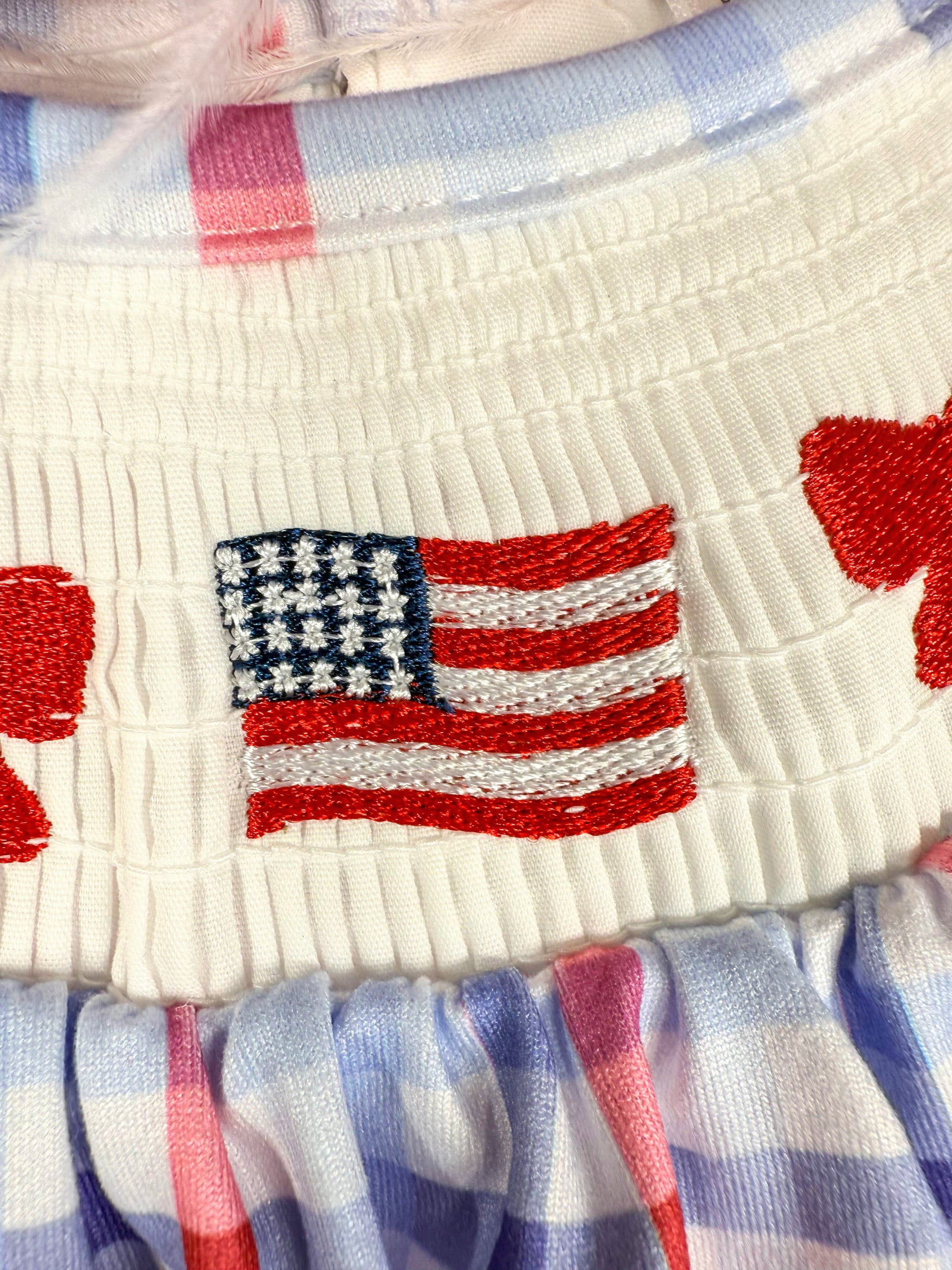 close up of flag embroidery