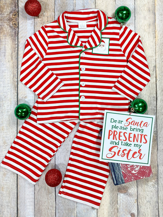 Red Striped Santa PJs-Boys