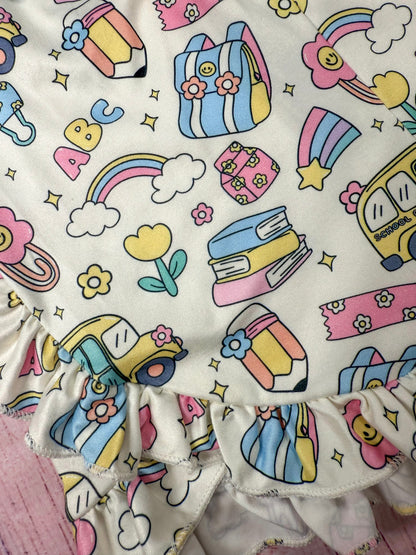 Close up photo of pattern detail on shorts