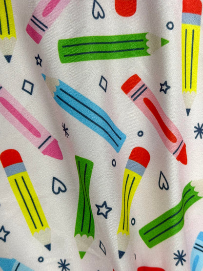 close up of crayons and pencil details