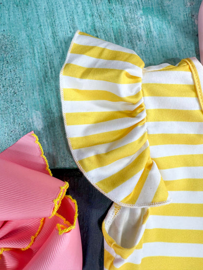 close up photo showing the ruffles sleeves