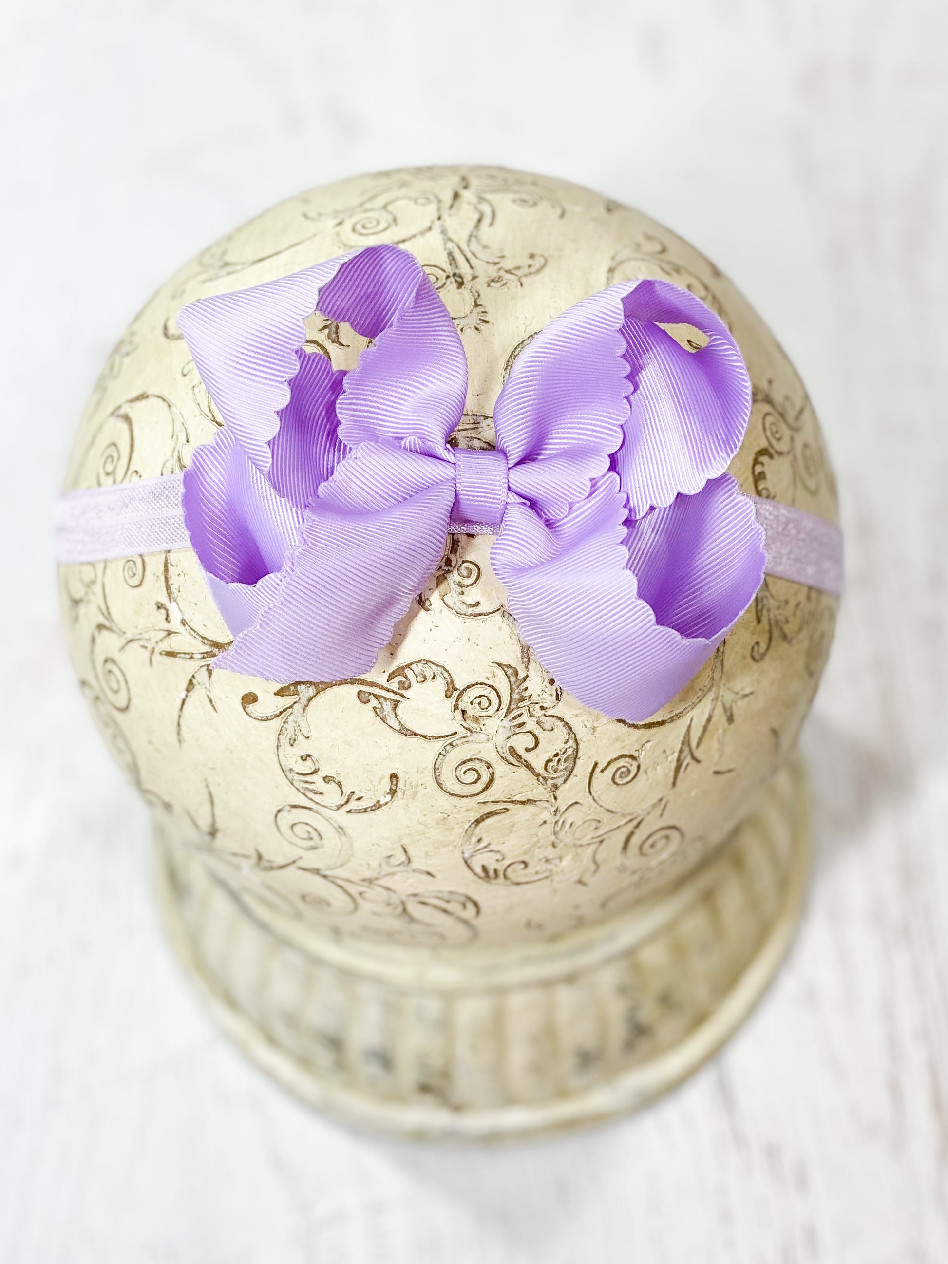 Lavender Scalloped Classic Size Bow Headband