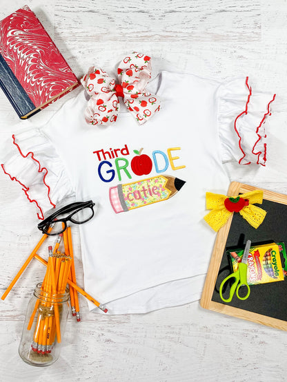 Third Grade Cutie Ruffle Sleeve Shirt