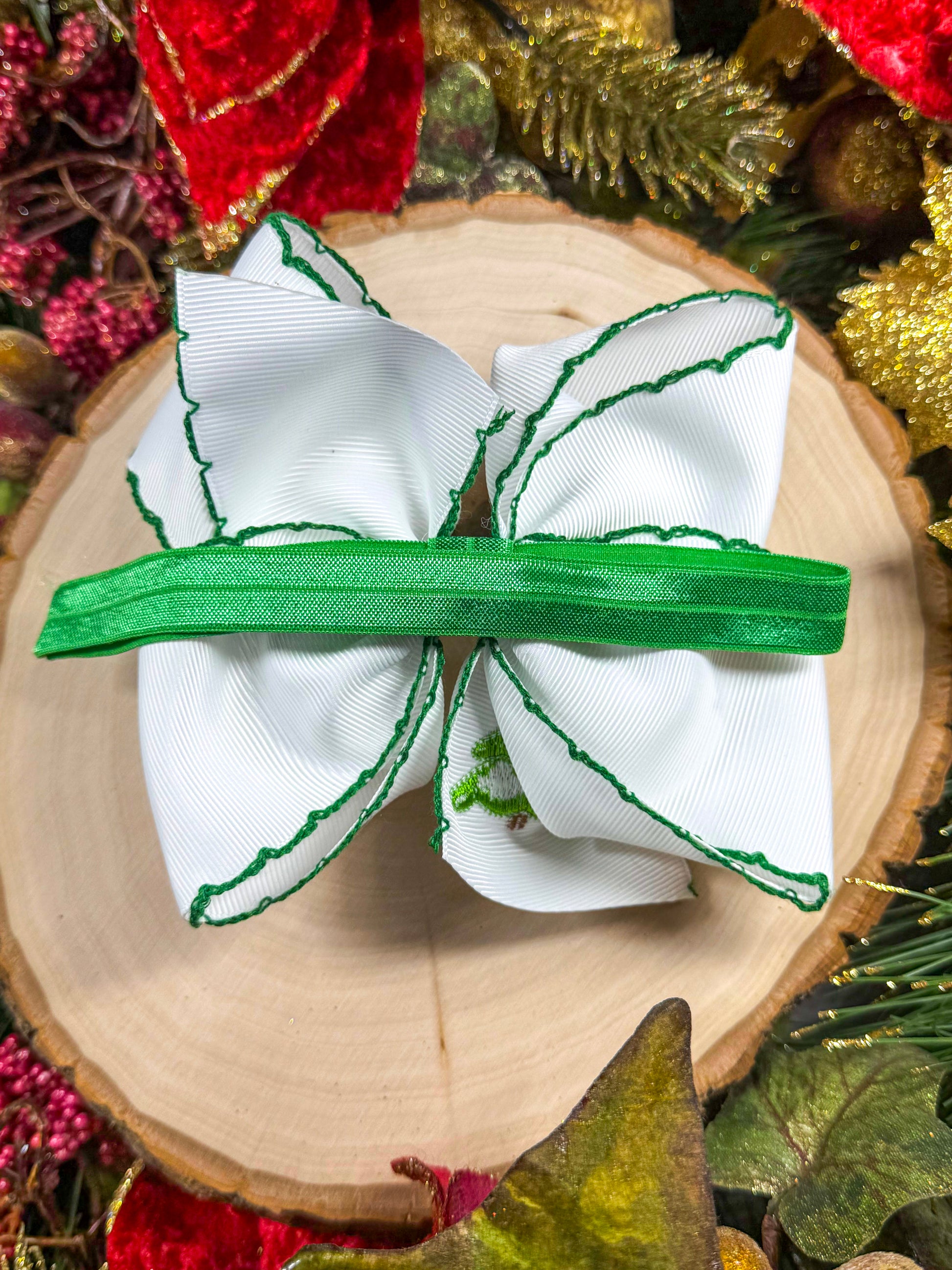 back of the headband showing the satin elastic band