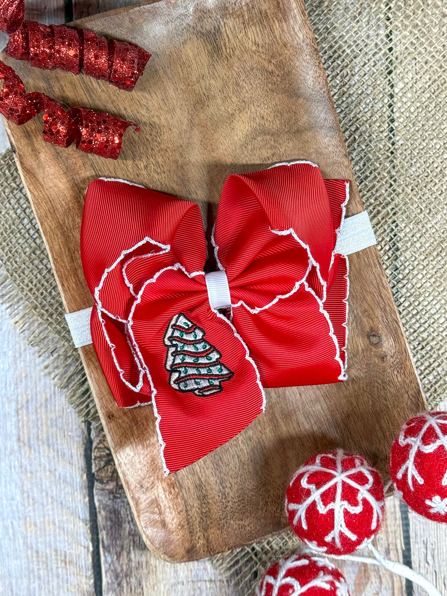 Christmas Tree Cake Embroidered Headband