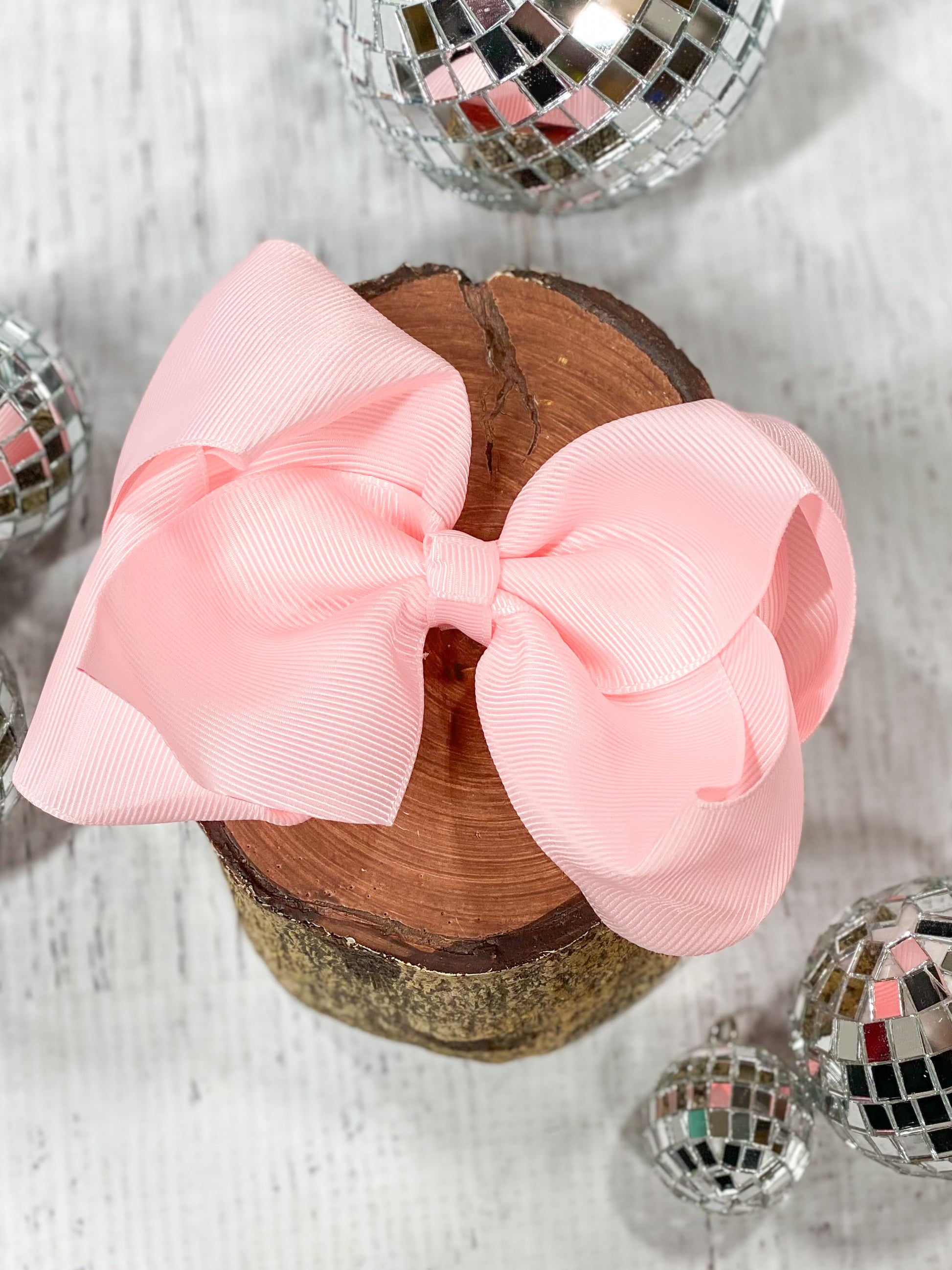 light pink classic grosgrain hair bow
