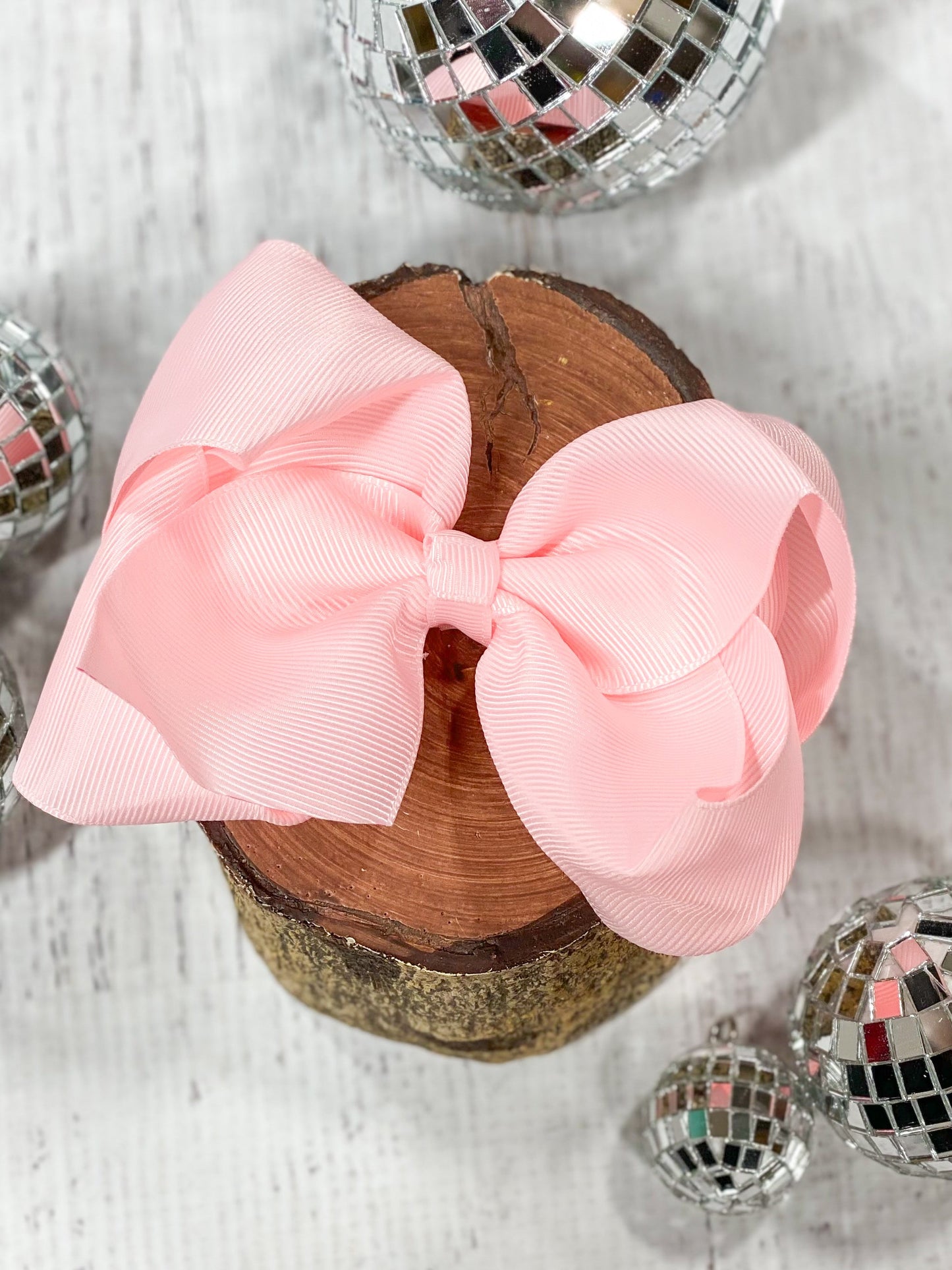 light pink classic grosgrain hair bow