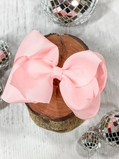 light pink classic grosgrain hair bow
