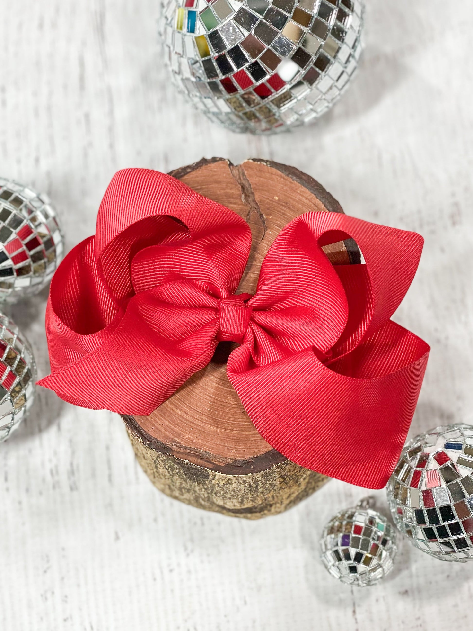 red classic grosgrain hair bow