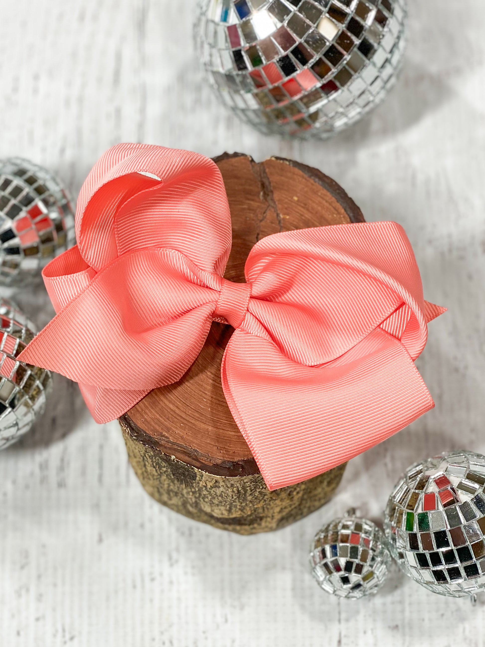 coral classic grosgrain hair bow