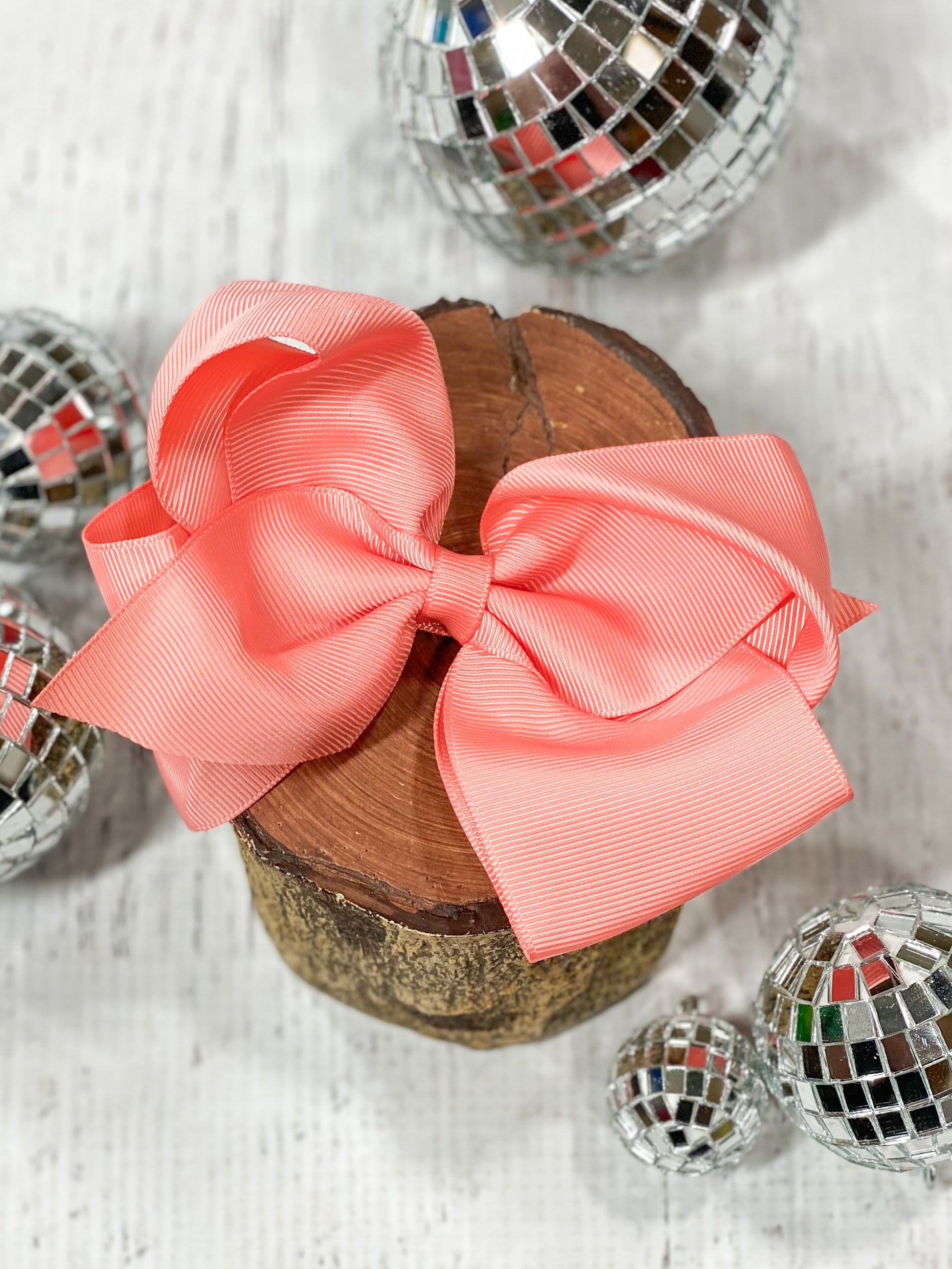 coral classic grosgrain hair bow