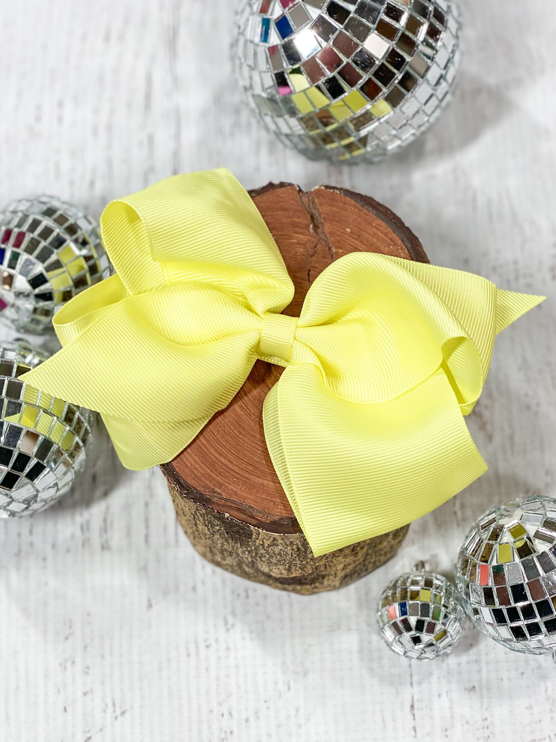 light yellow classic grosgrain hair bow