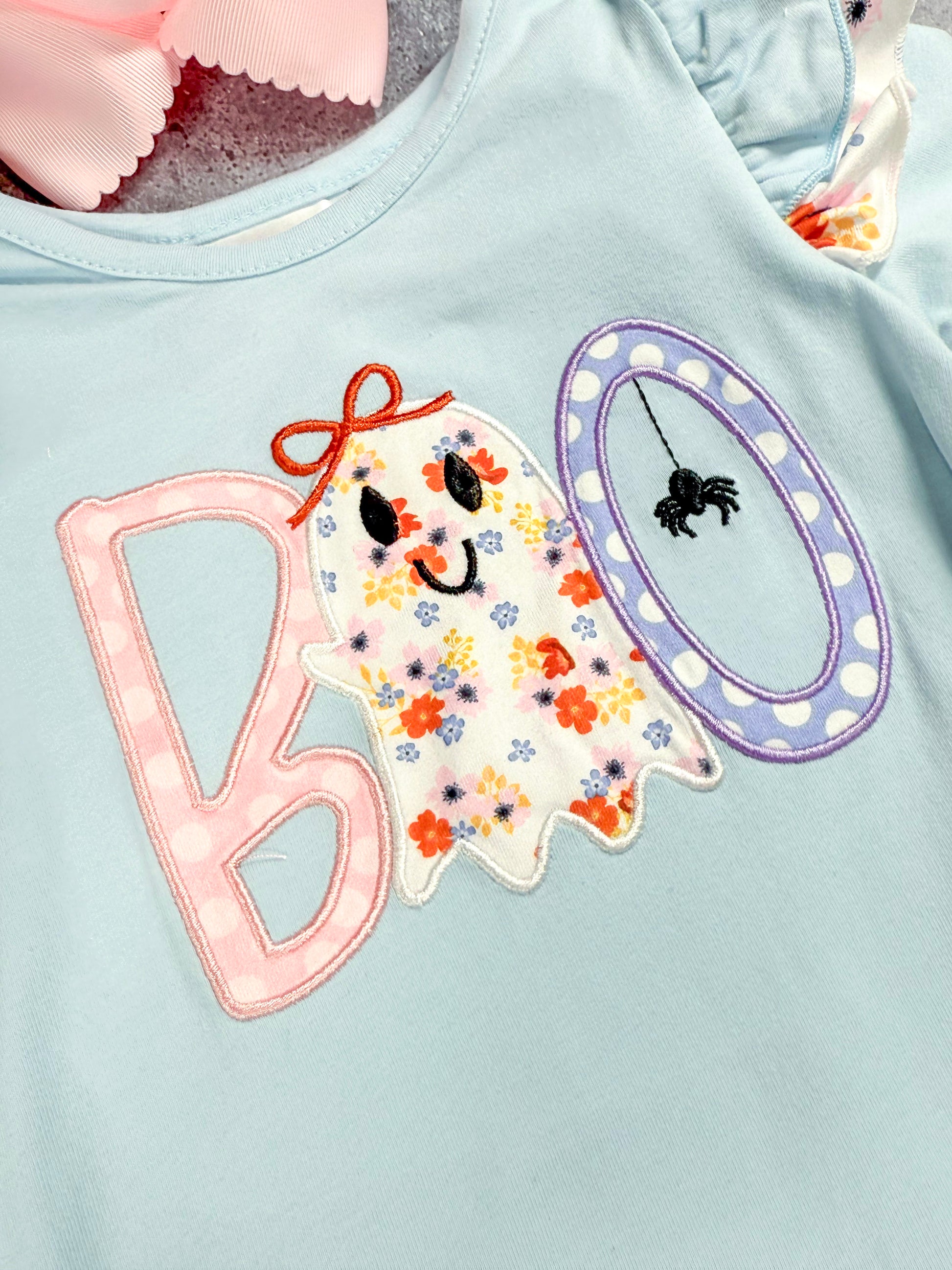 close up of the boo applique