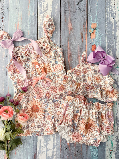Groovy Floral Print Romper and Groovy Floral Infant Set
