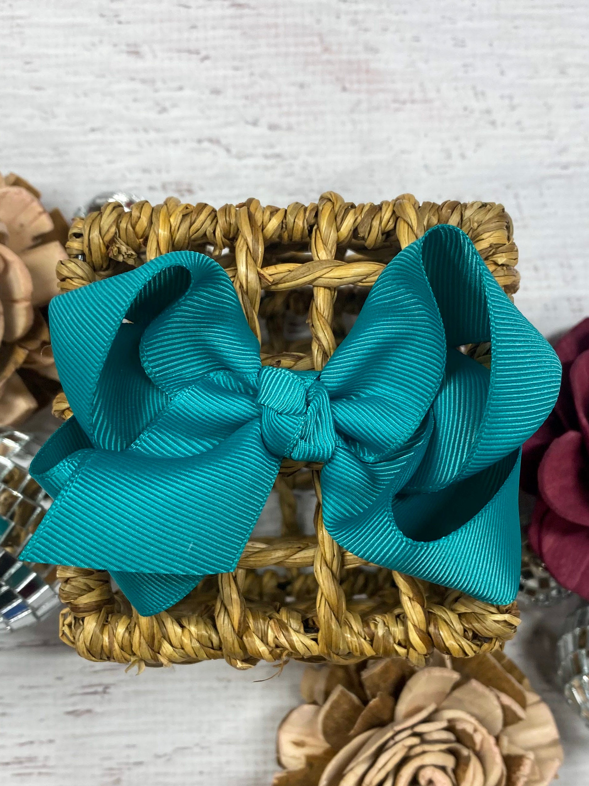 Teal Essential Grosgrain Hair Bow