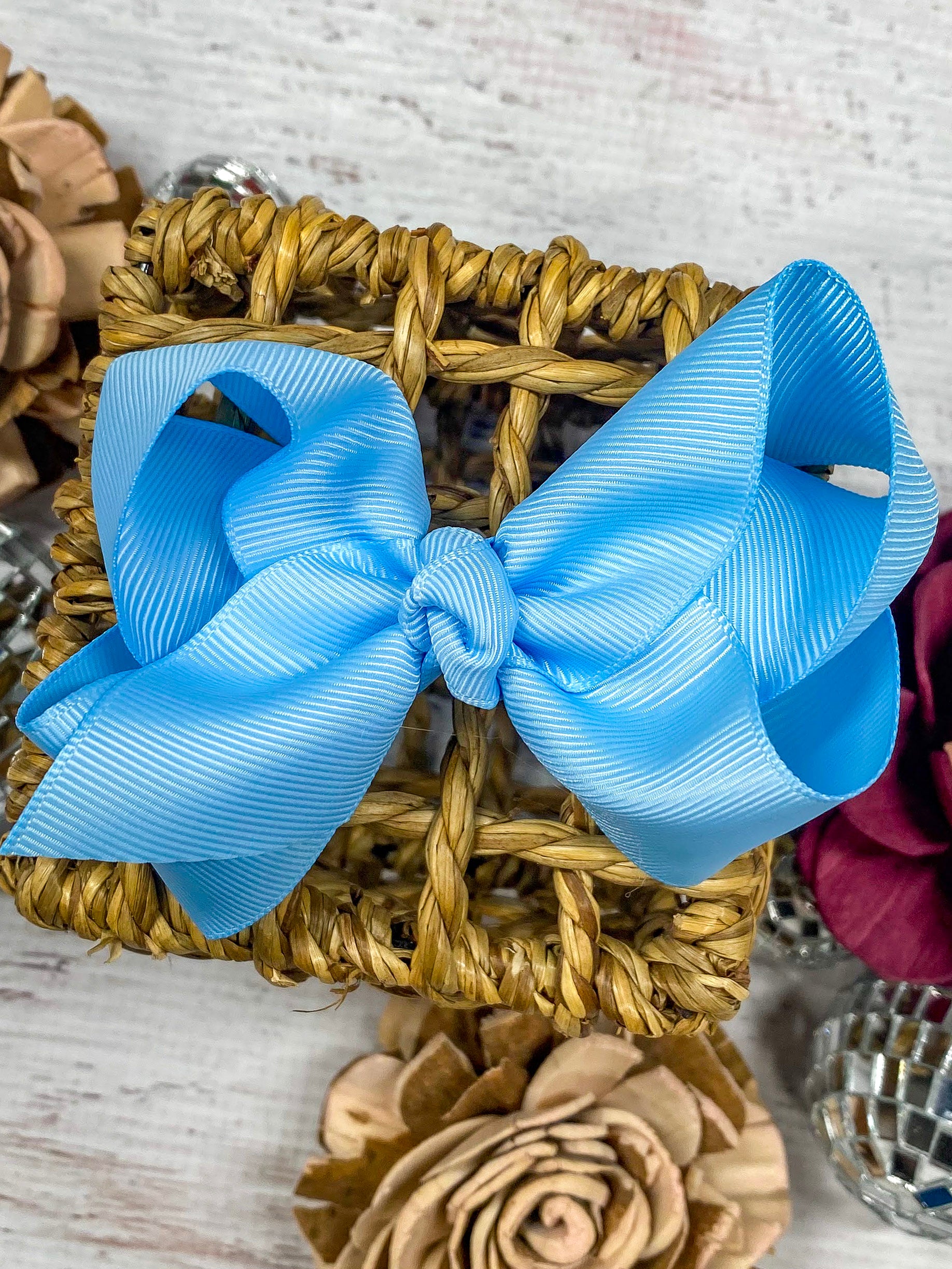Sky Blue Essential Grosgrain Hair Bow