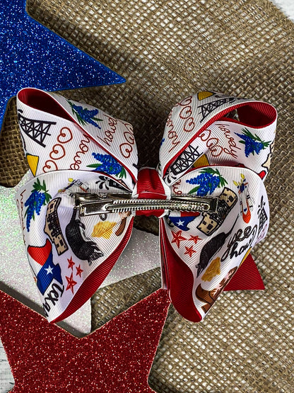 Back of the Double Layer Texas Print Hair Bow
