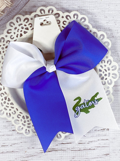 Blue & White Gilmore Gators Cheer Bow