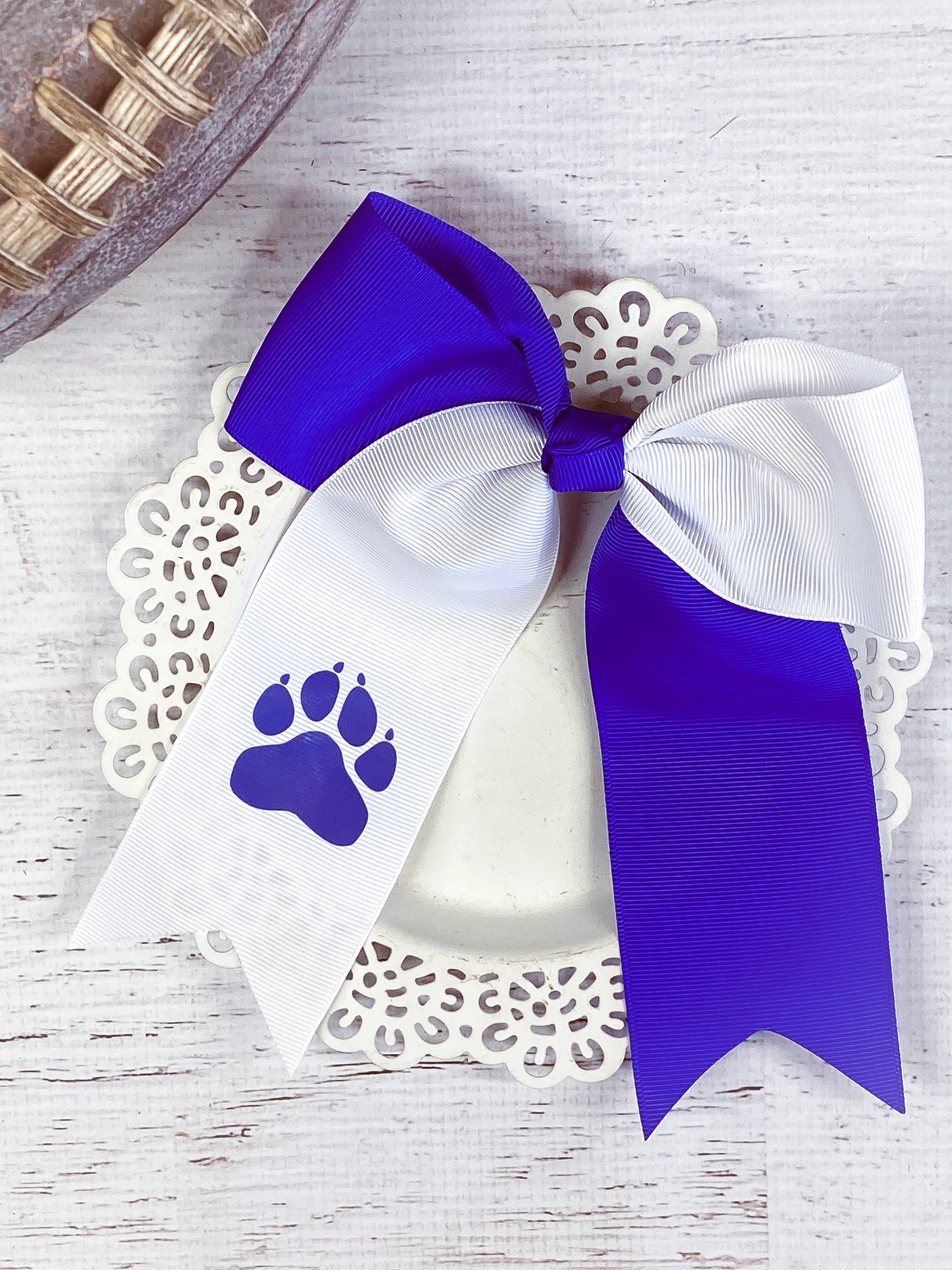 Blue Paw Print School Spirit Bow