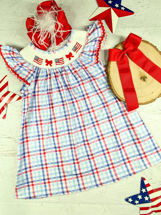 Red, White, & Blue Plaid Dress