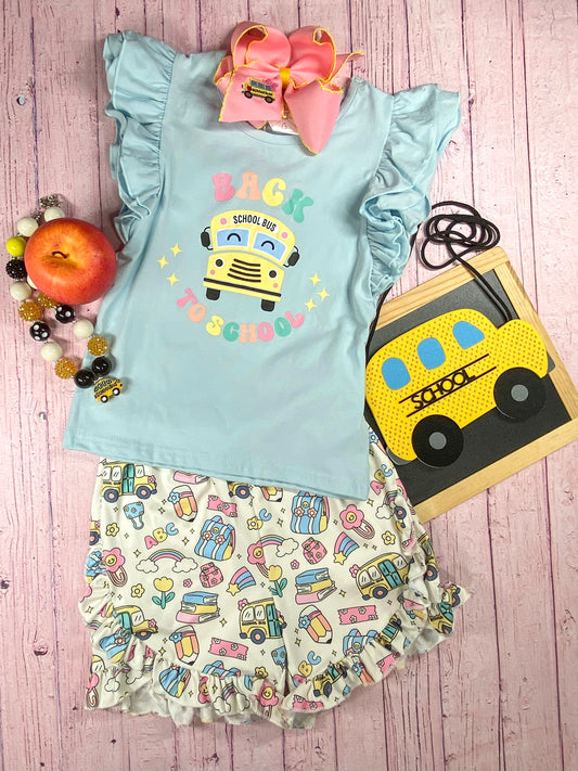Back to School Ruffled Shorts Set