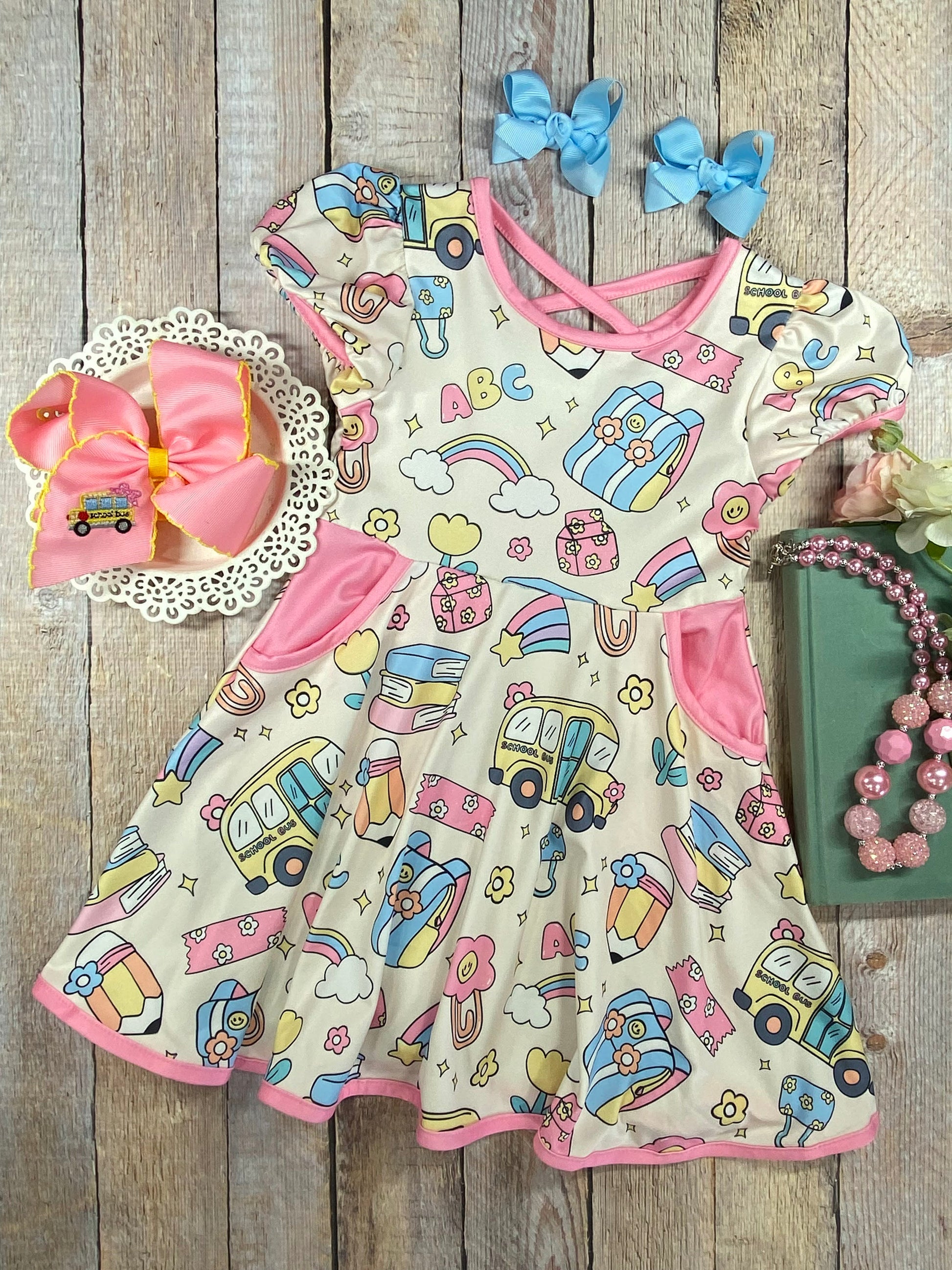 School Buses & Supplies Twirl Dress with pockets