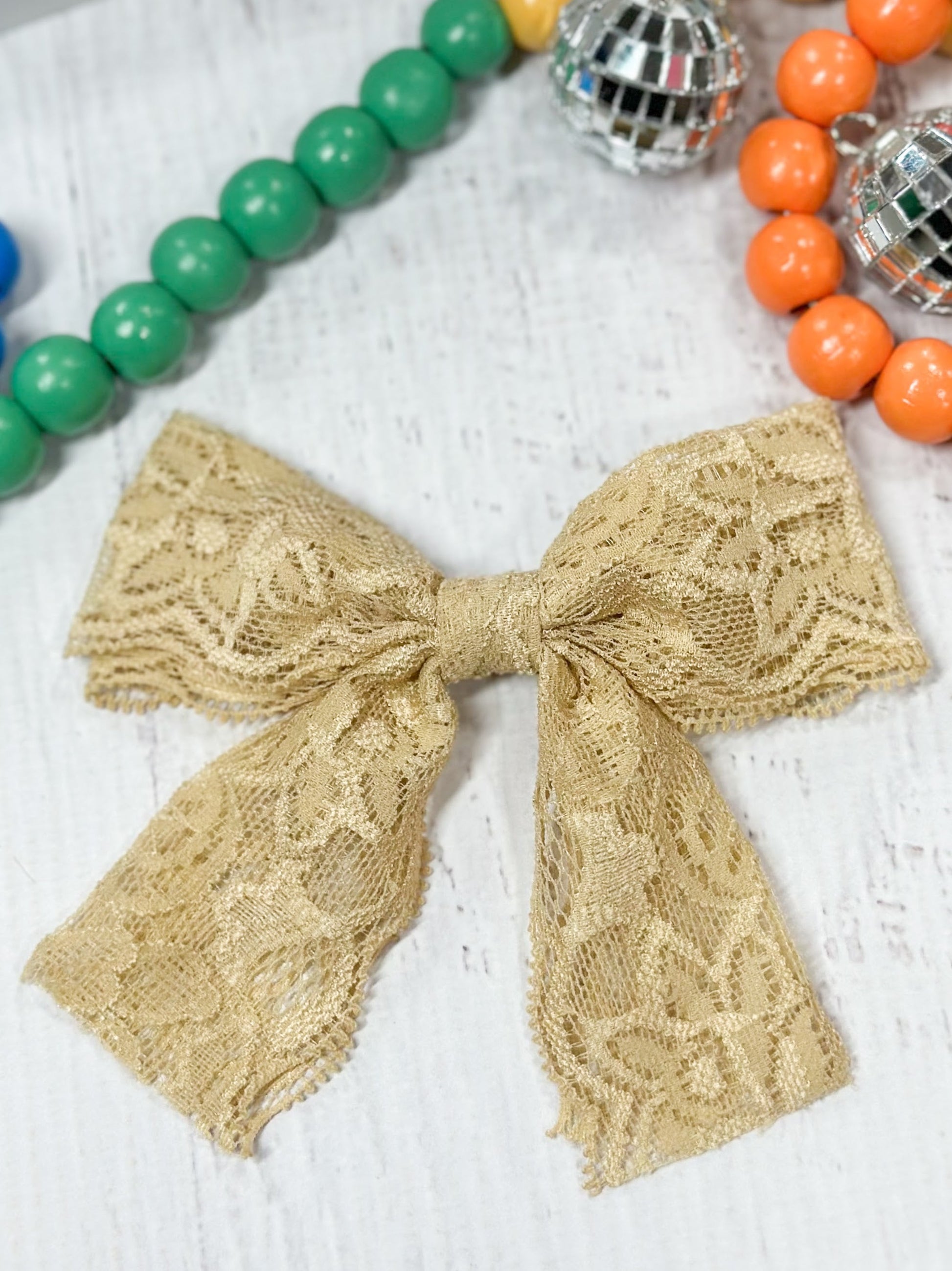 oatmeal lace hair bow