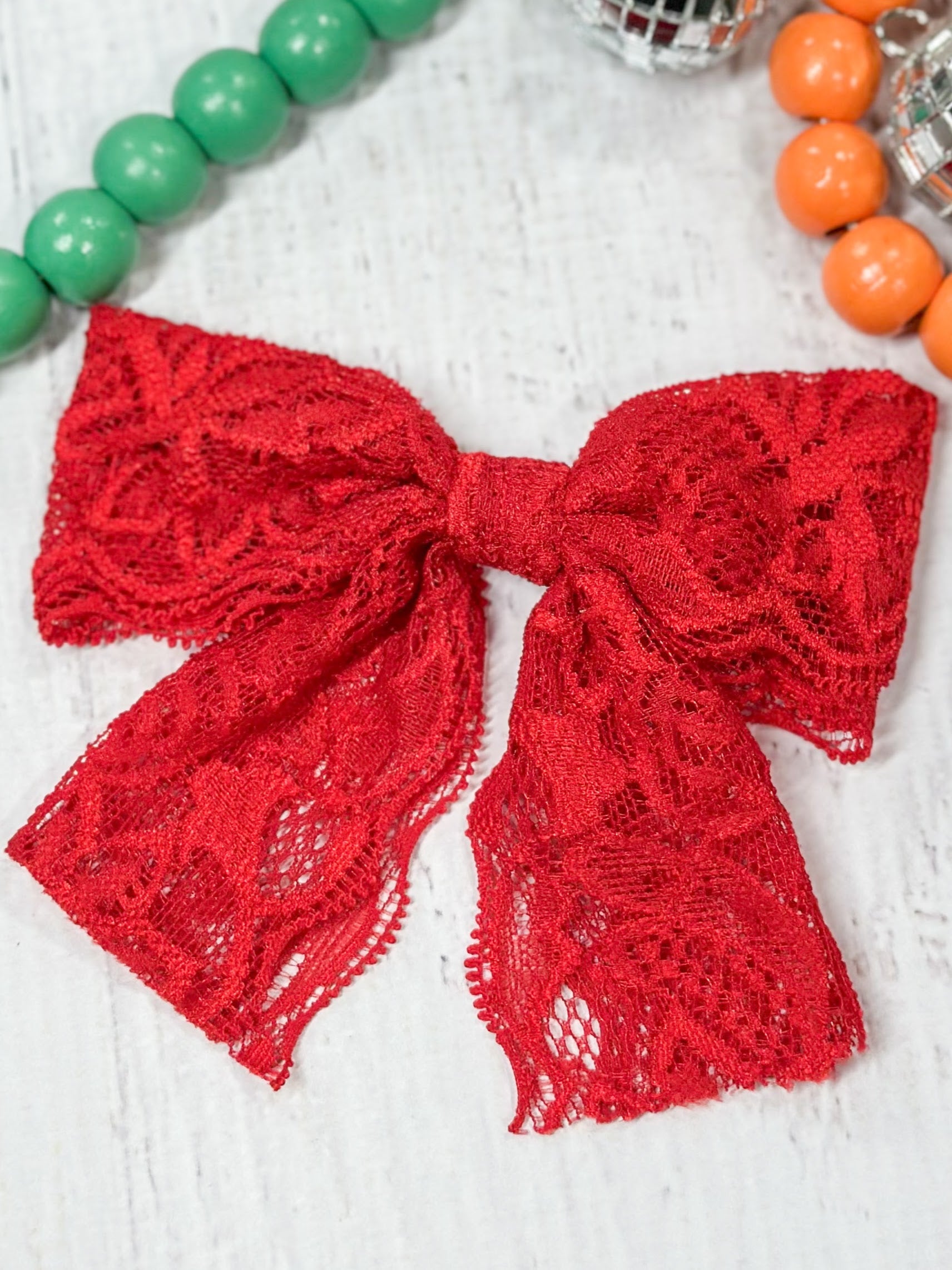 red lace hair bow
