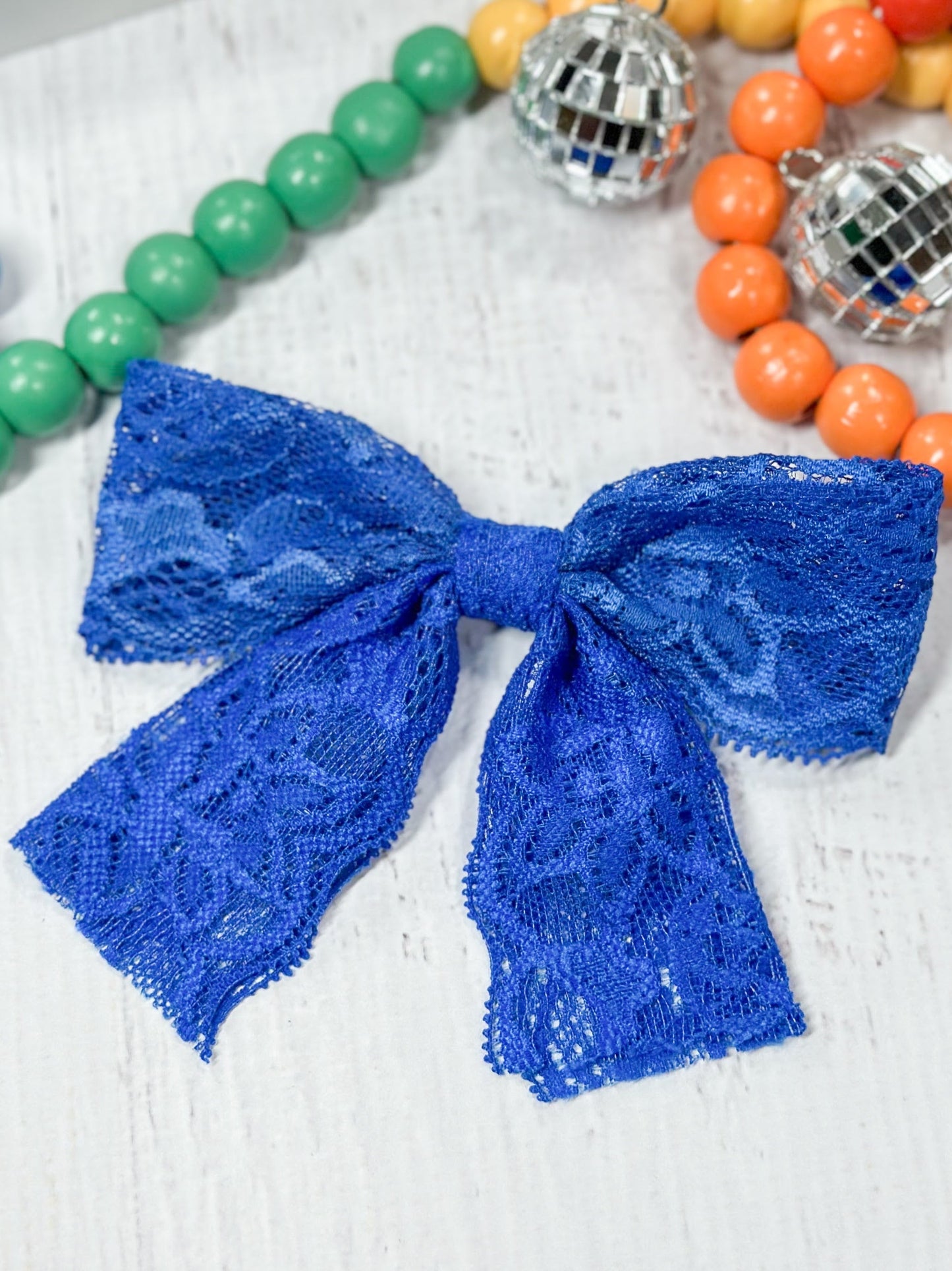 royal blue lace hair bow