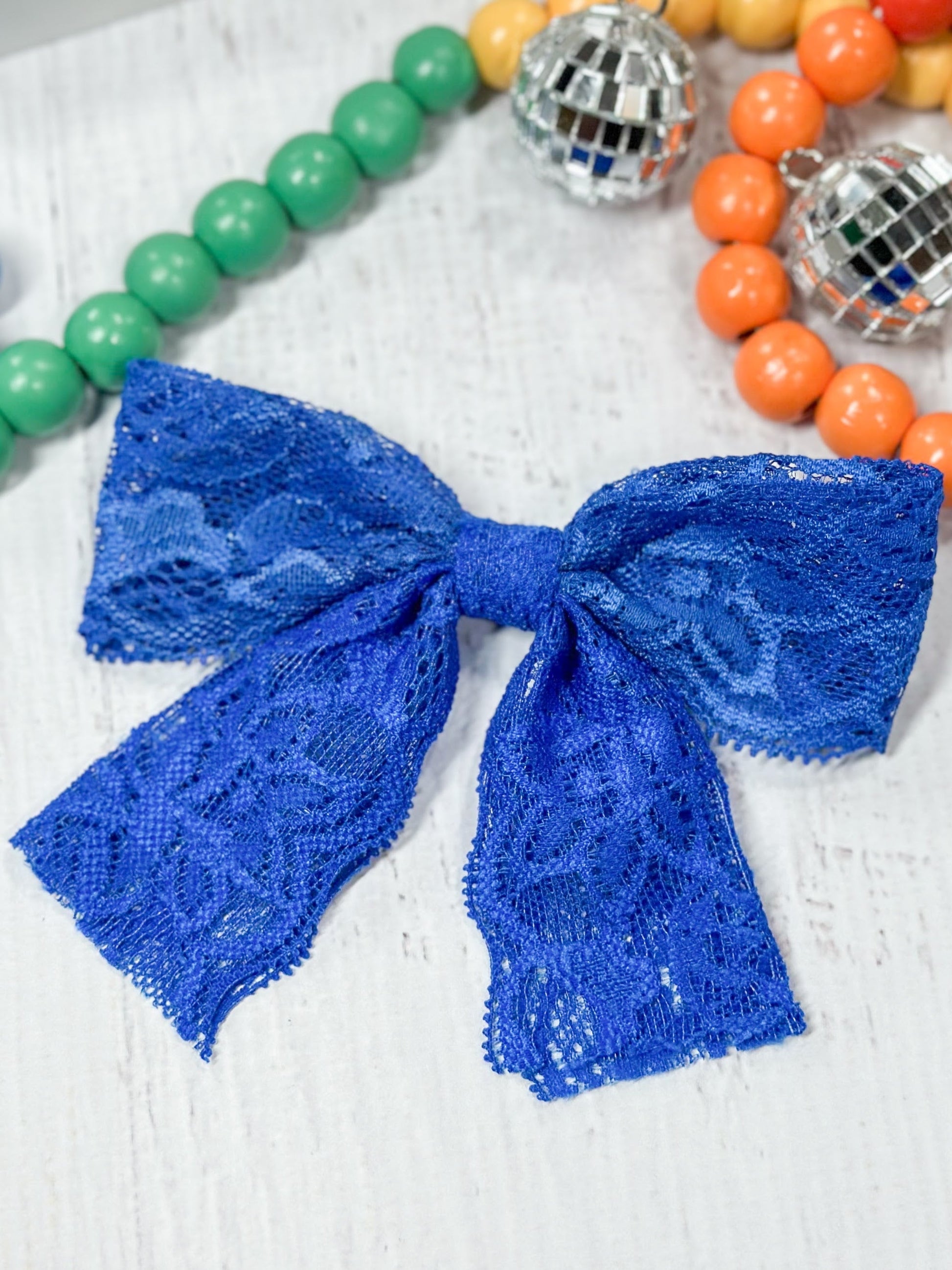 royal blue lace hair bow