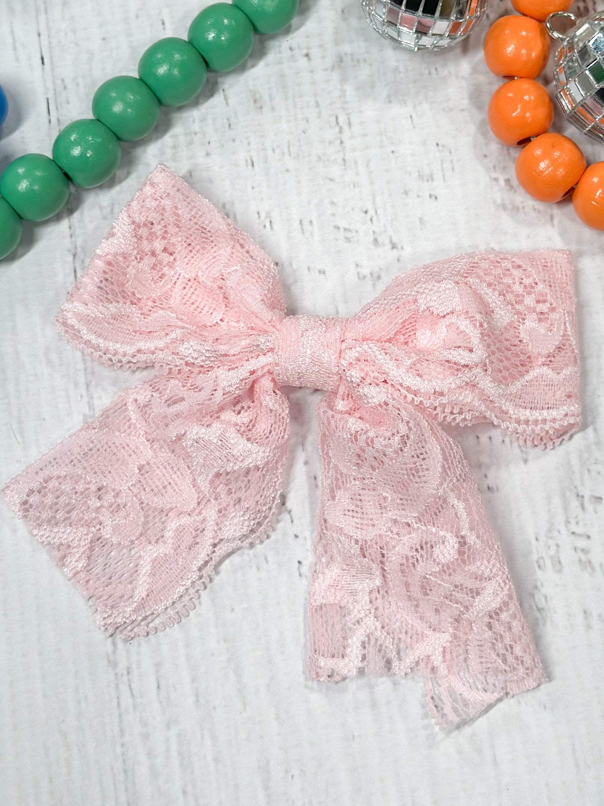 light pink lace hair bow