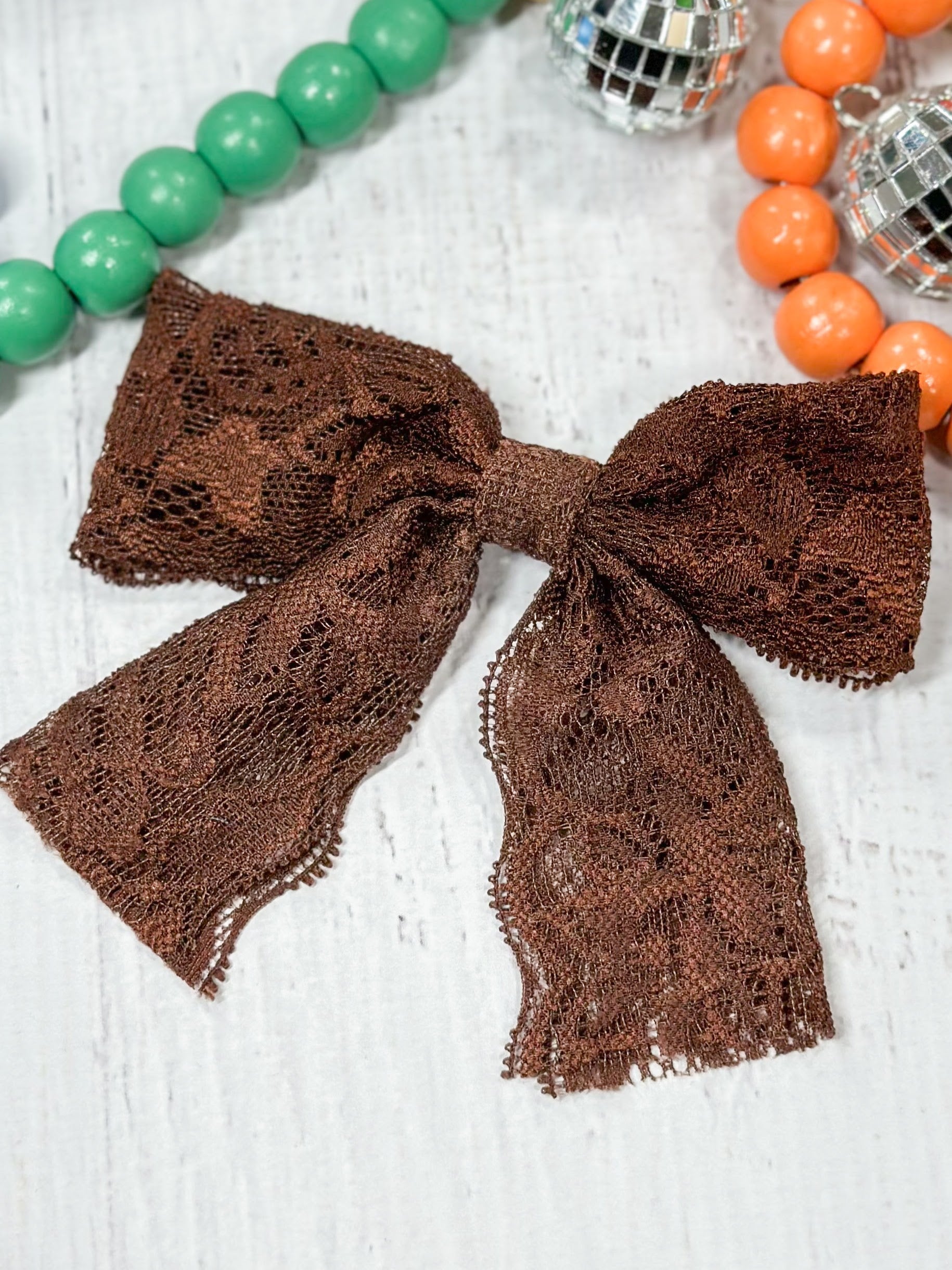 chocolate lace hair bow